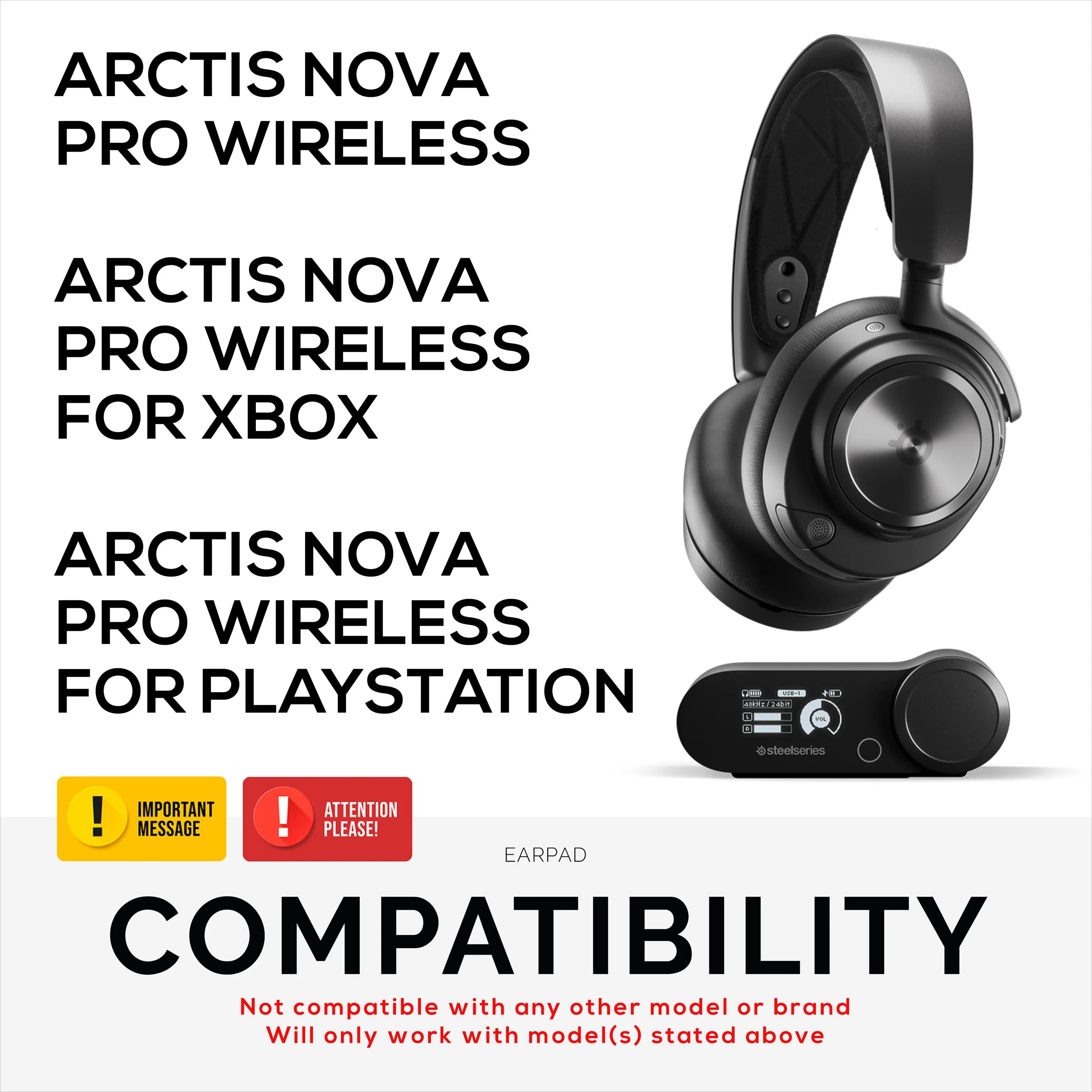 Steelseries Arctis Nova Pro Wireless Earpads - Hybrid Gel & Memory Foam for Increased Thickness, Durability & Sound Isolation