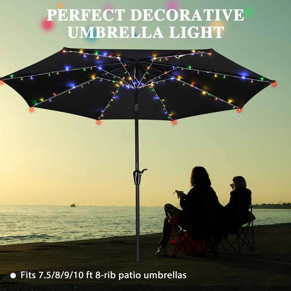 String Lights for Metal Patio Umbrella 9ft/10ft 8-Rib