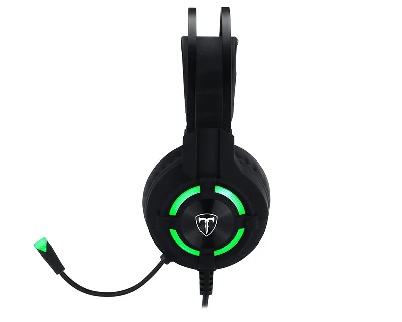 T-Dagger Andes Green Lighting|210Cm Cable|Usb|Omni-Directional Luminous Gooseneck Mic|40Mm Bass Driver|Stereo Gaming Headset - Black/Green