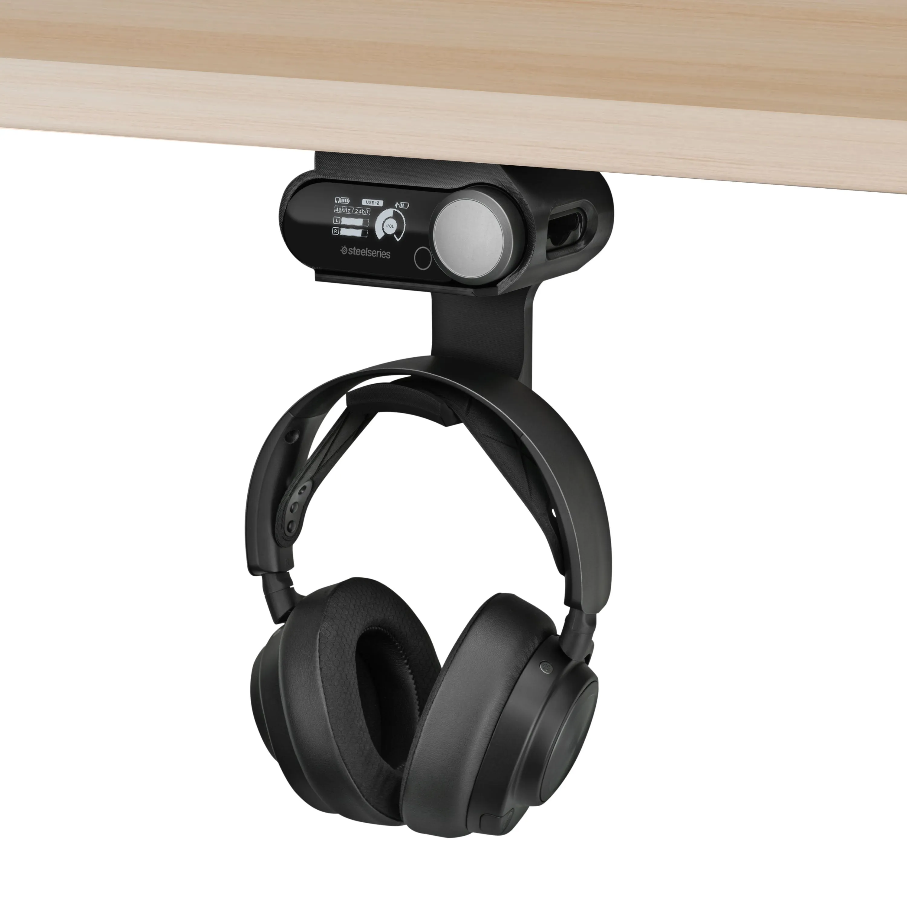 Under Desk Headphone Hanger Stand for Steelseries Arctis Nova Pro Wireless Headsets with Dock for the Wireless Base Station